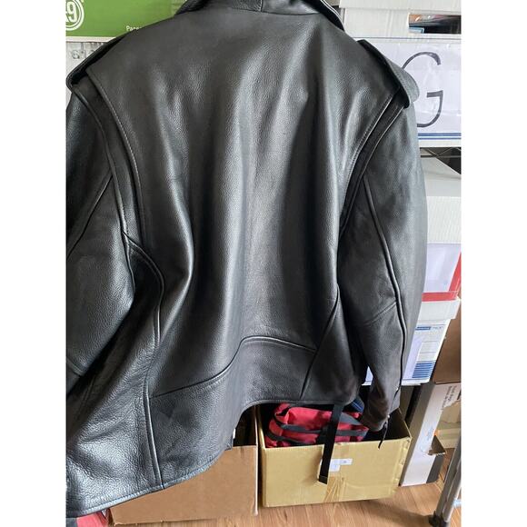 CUSTOM BILT BLACK LEATHER MOTORCYCLE BIKER JACKET - SIZE XL NO FLAWS! - Picture 8 of 11